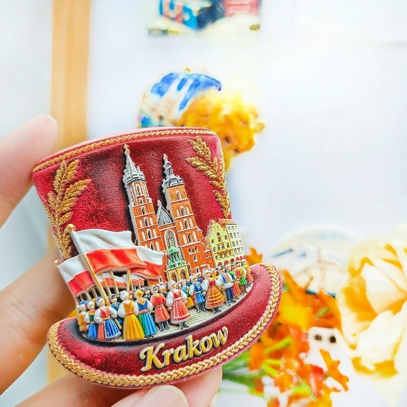 Krakow Hat Church Fridge Magnet - Classic 3D Old Town Souvenir Unique Polish Heritage Gift for Travel & Vintage Decor