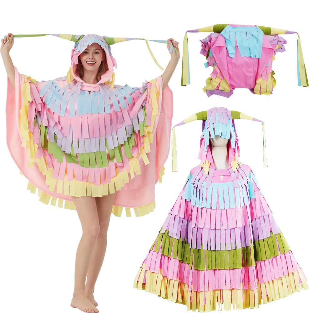 

Mexican Ribbon Festival Cosplay Costume Cloak Clothes Party Disguise Women Men Outfits Suits Roleplay Halloween Costume Carnival