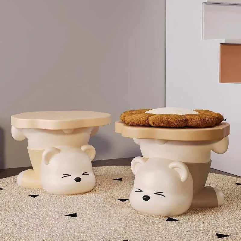 Cute bear can sit at the door of the shoe changing stool Cartoon household shoe cabinet Entry porch Wear shoe stool decorations