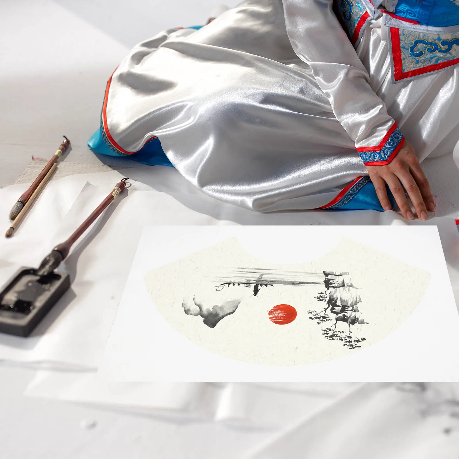 

10Pcs Fan Shaped Xuan Paper 30x50cm Chinese Calligraphy Painting Rice Paper Sheets for Calligraphy Practice Watercolor Art