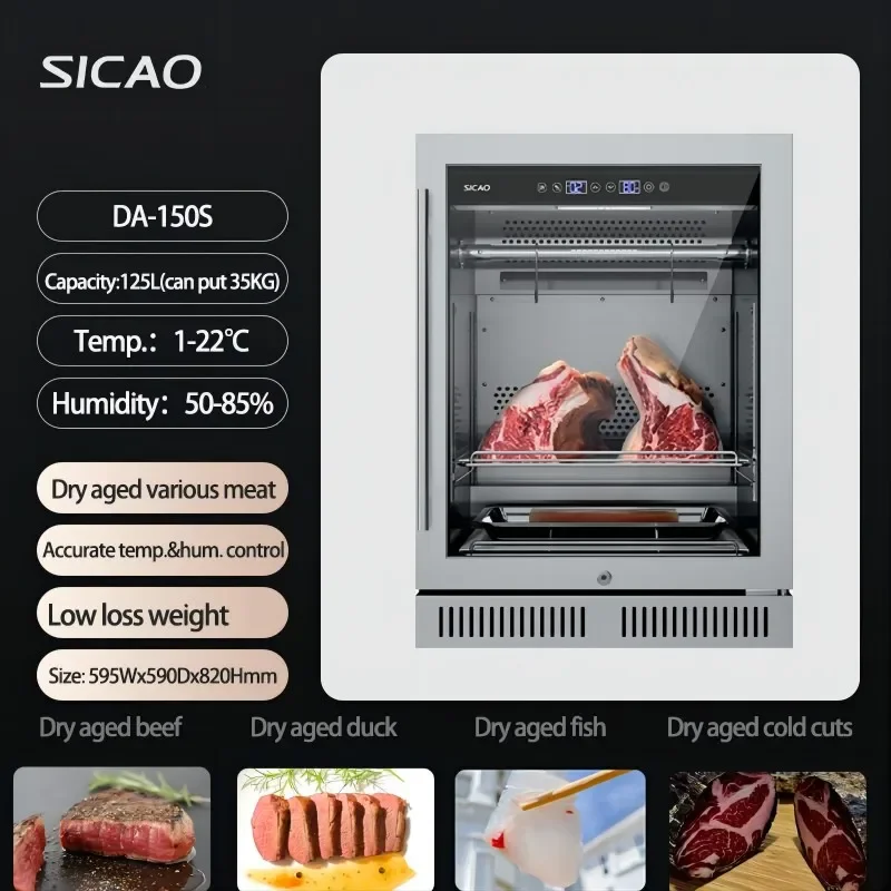 SICAO High Quality Humidity 50-85% 1-22°C Use Steak Stainless Steel Dry Ager Fridge Cinet Refrigeration hine
