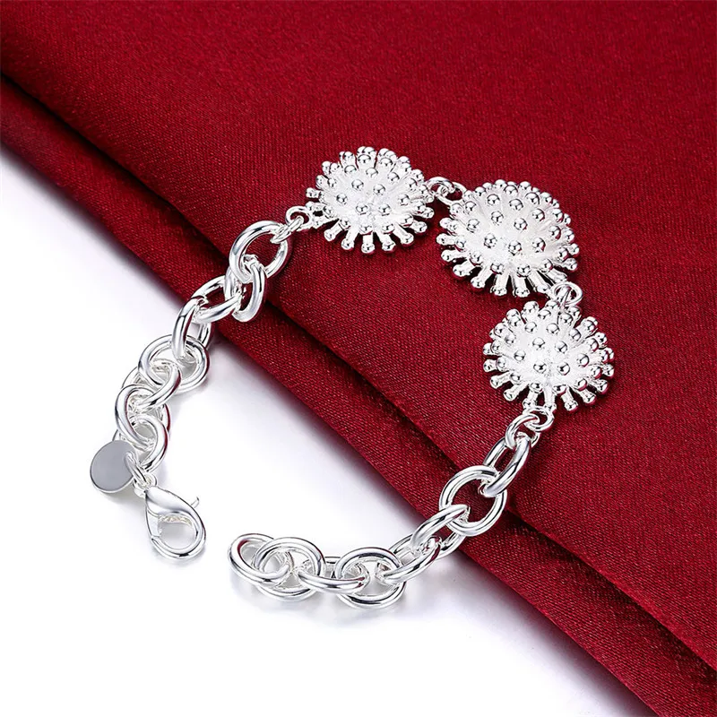 

Браслет из стерлингового серебра 925 пробы с 3 цветами, простая мода, женский рождественский подарок, очаровательные украшения