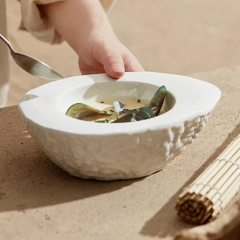 Creative Rock Seafood Plate Soup Bowl Individual Serving for Hotel Restaurant Afternoon Tea