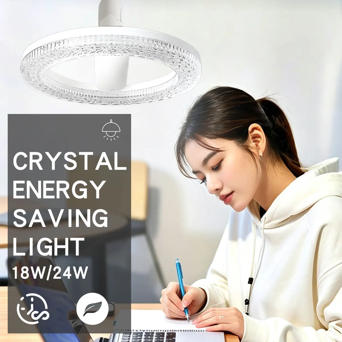E27 Crystal LED Bulb 18W 3 Color Changing Ceiling Pendant Light Indoor Lighting For Living Room Bedroom Corridor Home Decor Lamp