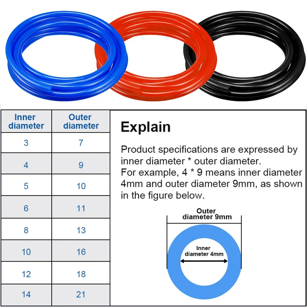 Inner Diameter 3mm, 4mm, 5mm, 6mm, 8mm Silicone Vacuum Tube Hose, Universal Runsco Auto Parts Pipe Black