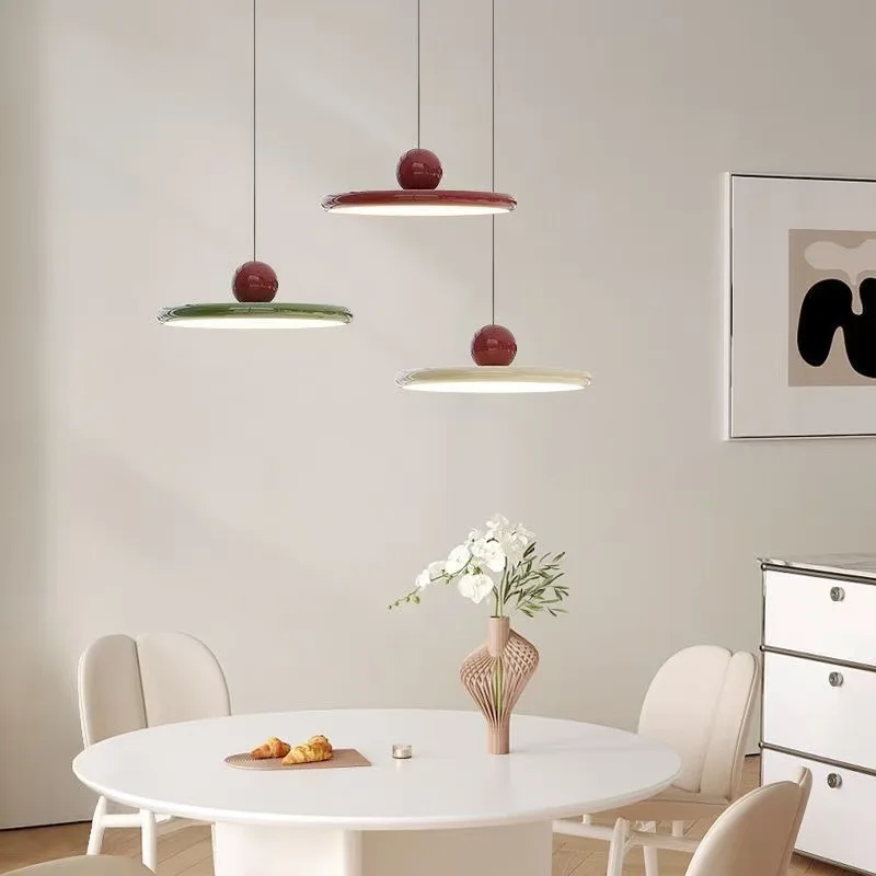 Nordic Designer Pendant Light - Modern Cream Style Dining Room & Bedside Hanging Lamp, UFO Chandelier for Bar Kitchen Table