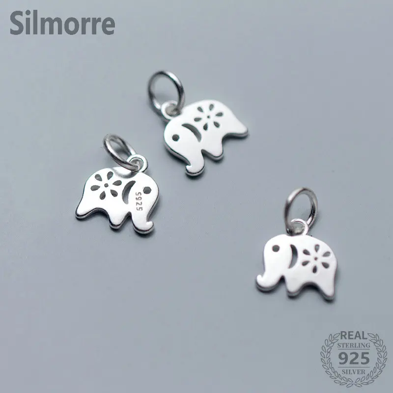 1PC 925 Sterling Silver Elephant  Charm Pendant for DIY Bracelet Making  Fine Jewelry Finding