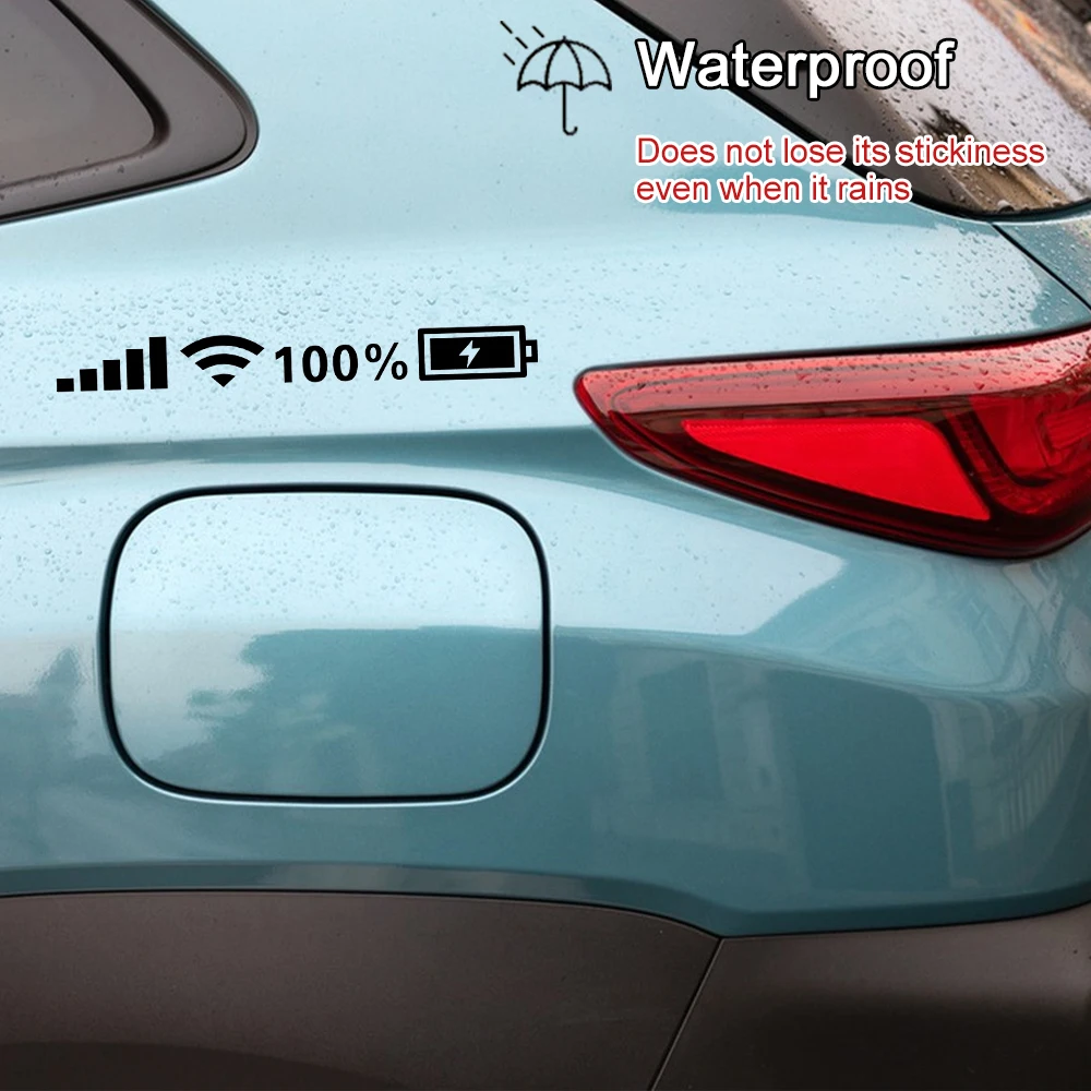 2pcs Car Stickers 100% Battery Level Signal WIFI Reflective Vinyl Decals Funny Auto Window Decor Sticker for Car Accessories