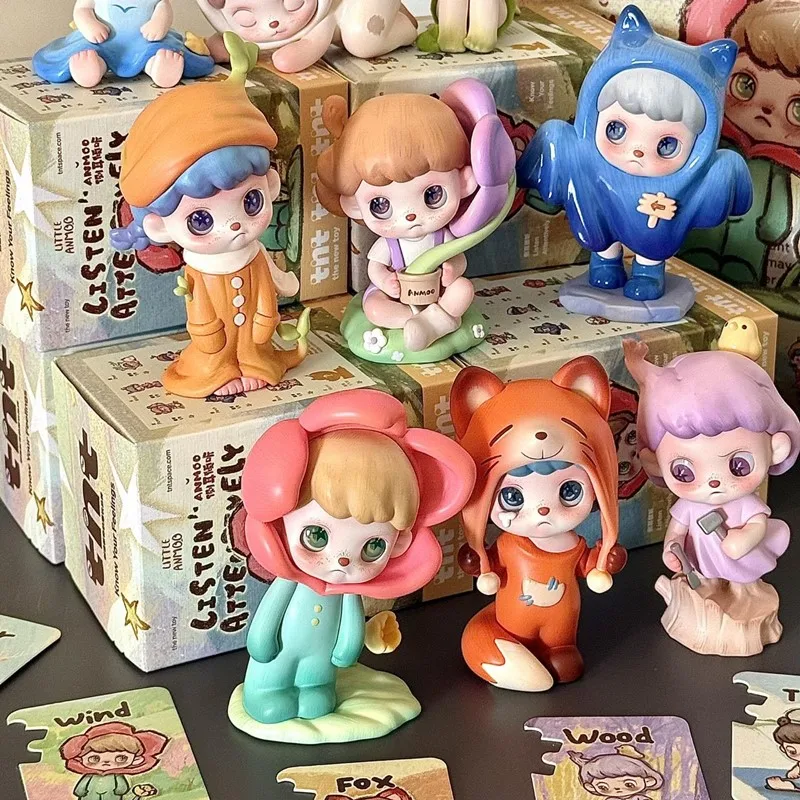 NIEUW Anmoo Luister naarzichtig Serie Pvc Beeldje Blind Box Trendy Kawaii Grappige Collectie Desktop Speelgoed Decoratie Kindercadeau