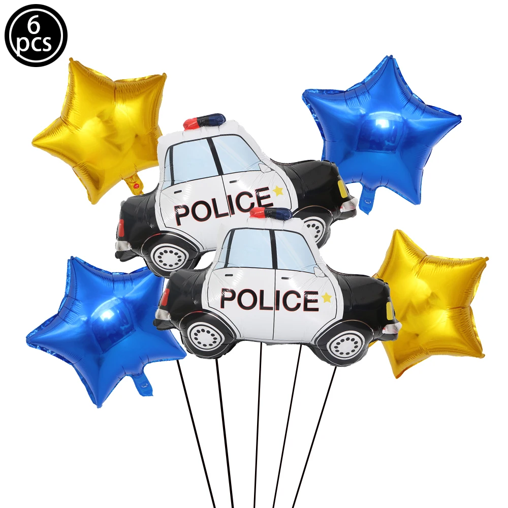 Decoración de fiesta del Departamento de Policía, juego de globos con números, globo de patrulla, pancarta de cumpleaños, tema de policía,