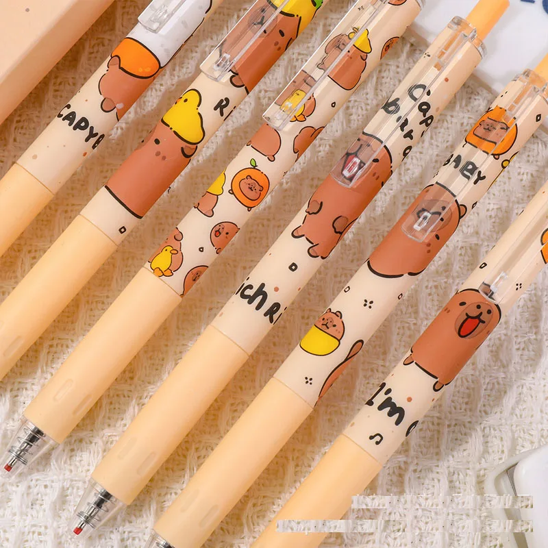 6 PCS lovely Capybara Kawaii Gel Pens Animal Pens Cute School Supplies Stationery Office Gel Pen  Aesthetic Stationery Gift