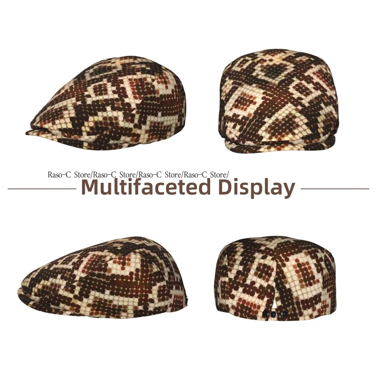 Adult Flat Cap Snake Skin Texture Unisex British Style Newsboy Cap Ivy Peaked Hat Casual Outdoor Driving Beret Hat