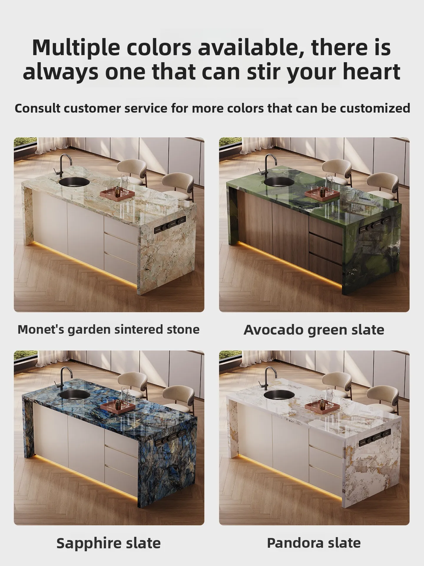 LH Slate Island Dining Table Integrated Kitchen Operating Table Multifunctional with Sink