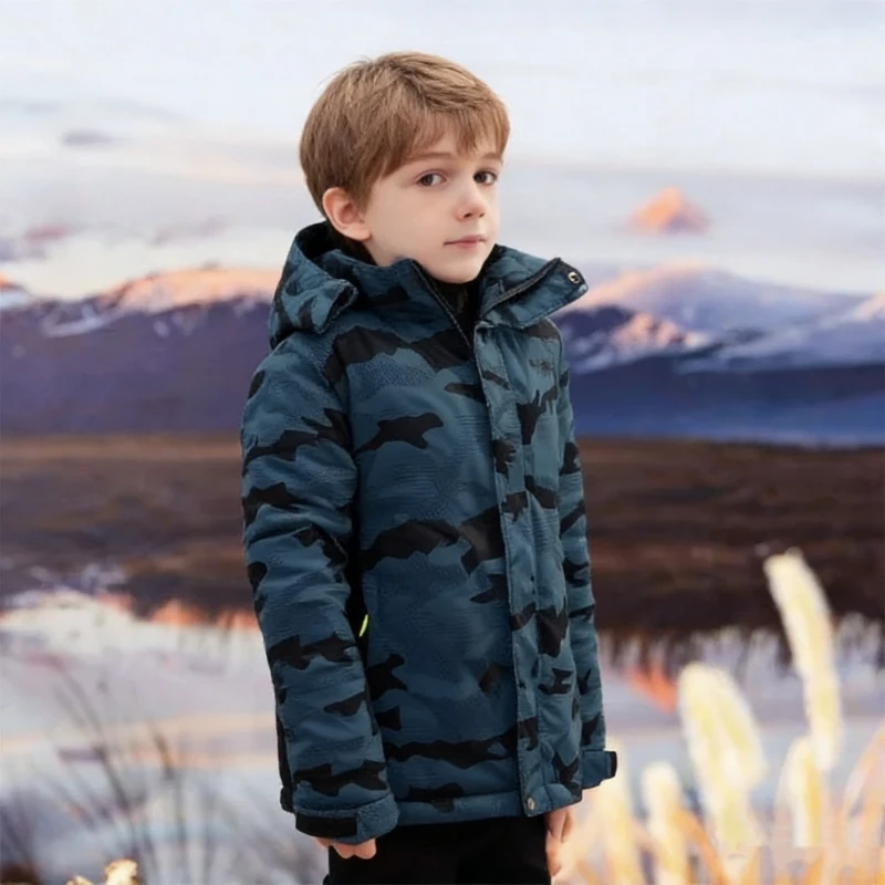 Dubbped Long Winter Coat For Boys Girls Jackets Overcoat Thick Kids Warm Outerwear Hooded Snowsuit Wind Proof Clothes Children