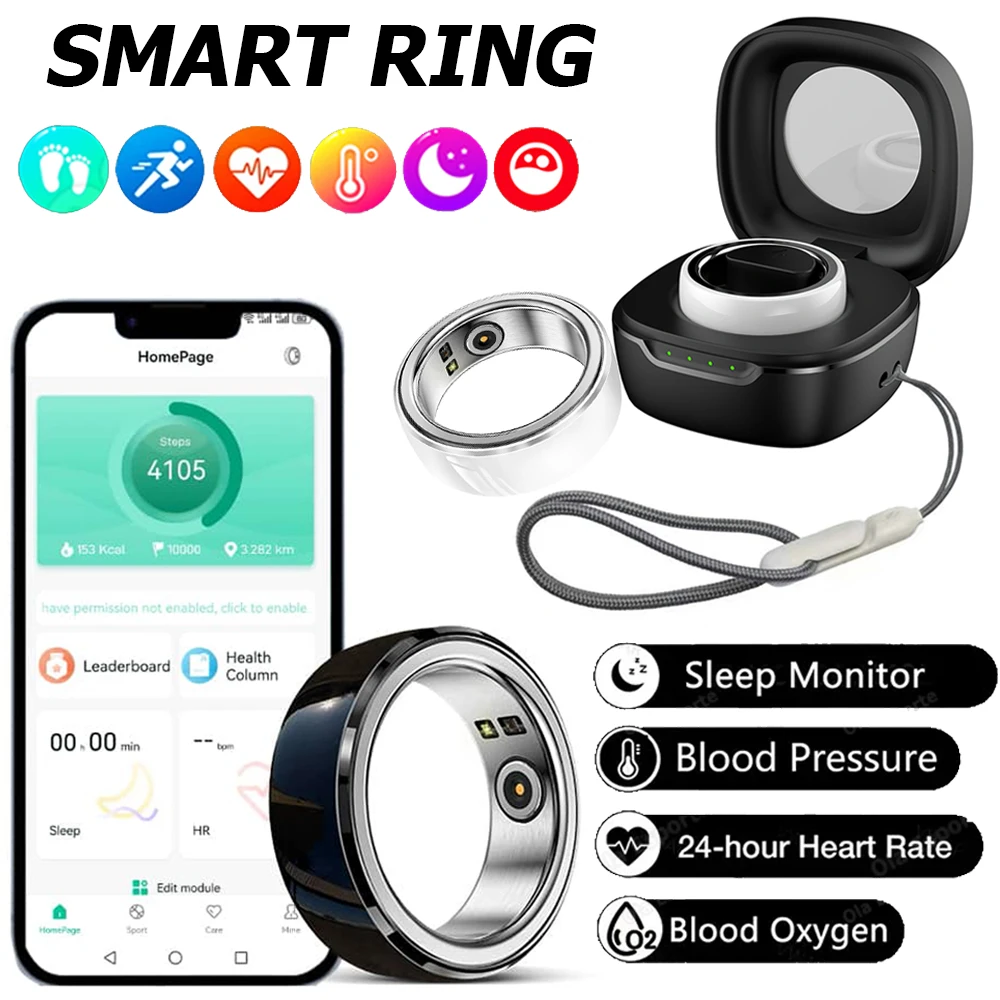 2024 Fashion Ceramics Smart Ring Fitness Tracker for Android IOS Heart Rate Blood Oxygen Sleep Smart Health Ring For Men Women