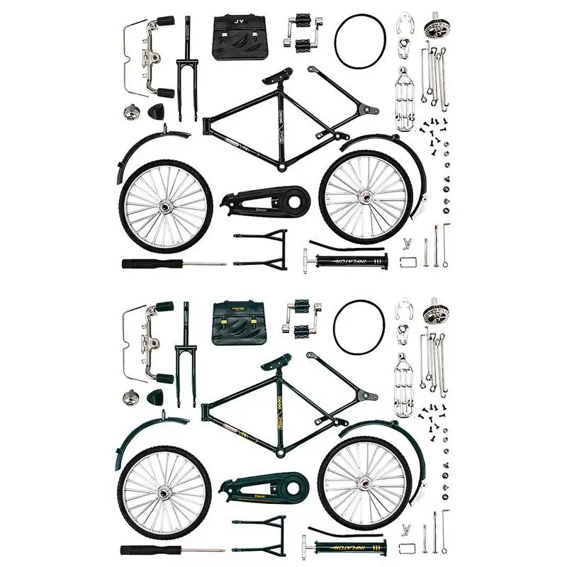 DIY Bicycle Model Scale Metal Bicycle Sculpture With Inflator Bike Toy Manual Assembly Model For Tabletop Shelf Cabinet decor