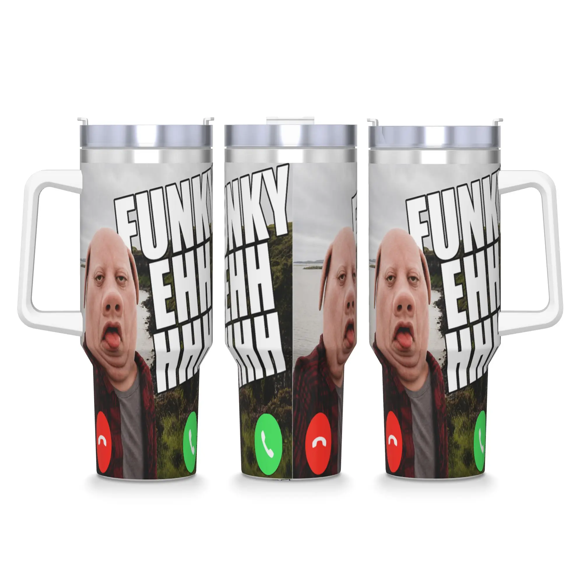 Stainless Steel Tumbler Funny John Pork Funky Ehh Calling Brainrot Meme Coffee Mug Heat Cold Drink Car Mugs Travel Water Bottle