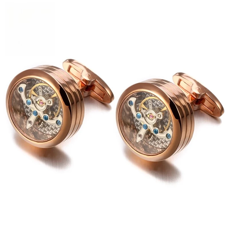 

High-end Movement Cufflinks Engraved Sleeve Nails Men's French Shirt Mechanical Buckle