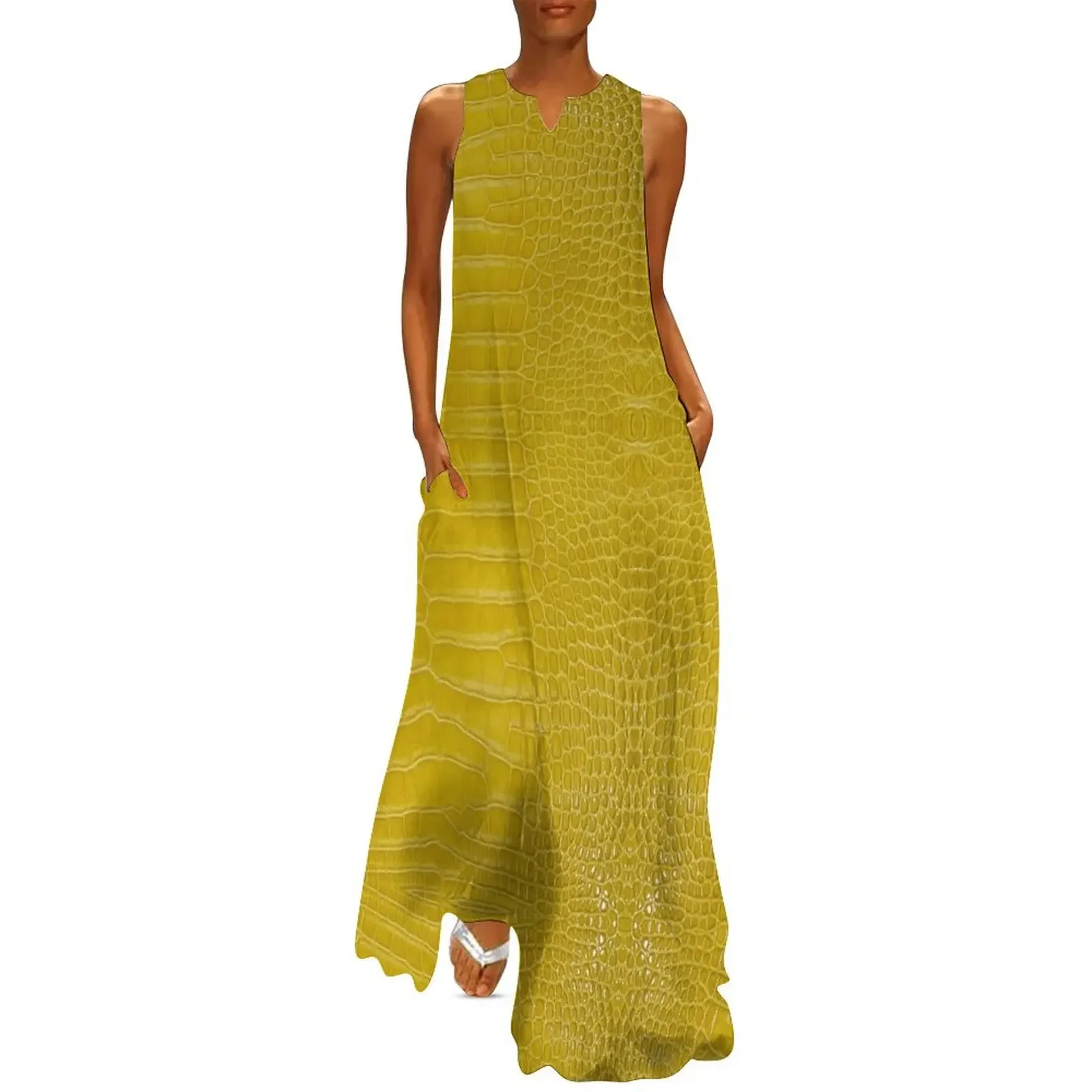 

Yellow Alligator Skin Texture Long Dress dress for women summer women long dresses Bride dresses long dresses for women Dress