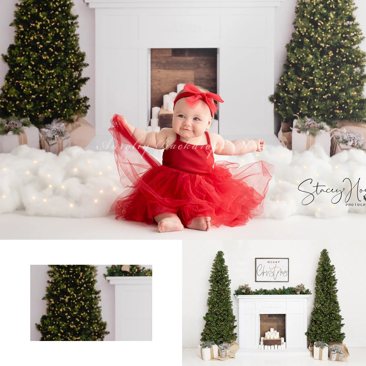 

Christmas Tree Backgrounds Kids Adult Photography Props Child Baby Decors Xmas Fireplace Gift Box Photo Backdrops