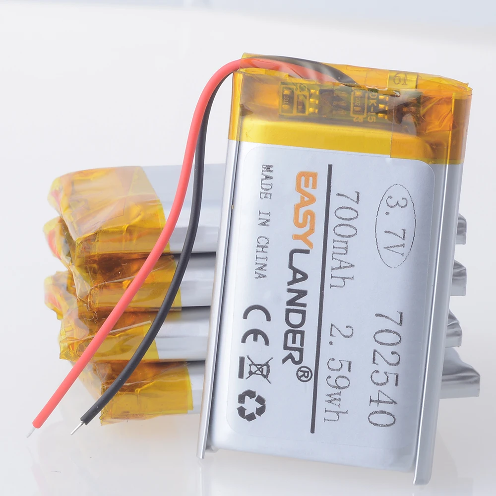 Lipo 충전식 배터리 702540, Mp3 GPS 녹음 펜, 블루투스 스피커 시뮬레이션 로봇 스캐너, 3.7V, 700mAh, 5 개/로트