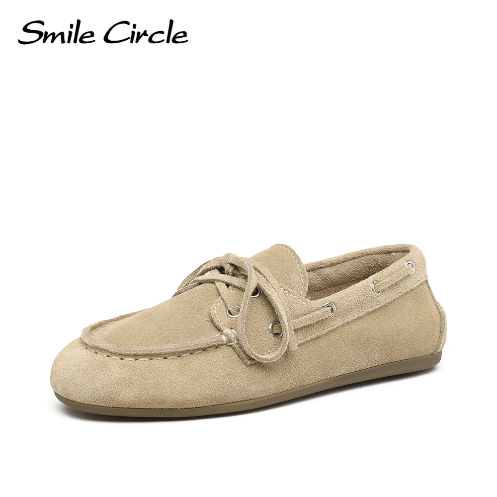 

Smile Circle Boat Shoes Women Genuine Leather Loafers Moccasins