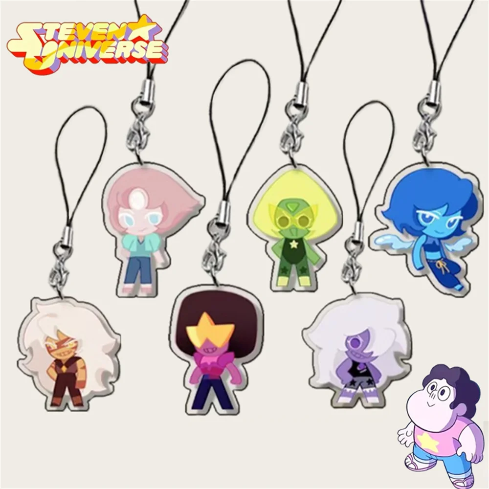 

Anime Steven Universe Garnet Amethyst Pearl Cosplay Keychain Rope Phone Chain Acrylic Keyring Bag Pendent Accessories Party Prop