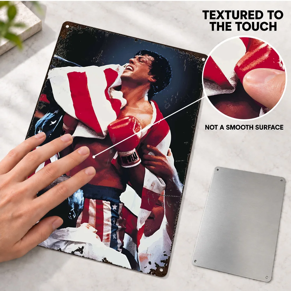 Rocky Balboa Victory Aluminum Poster Personalized Metal Sign Contemporary Sports Style Wall Art For Home Office Film Fan Gift