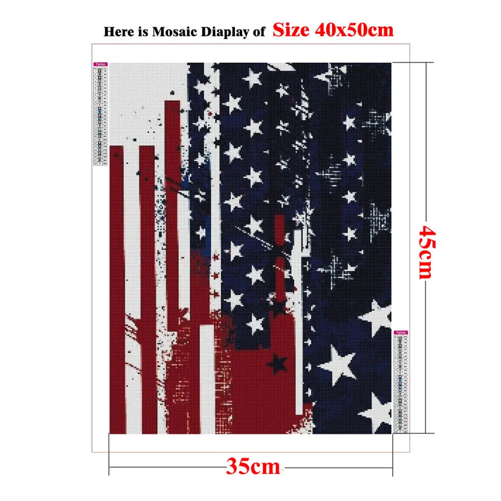 Diamond Painting Mosaic Art USA Flag Wall Art American Patriotic National Pride Stars Stripes Art Bedroom Veteran Decor Gift