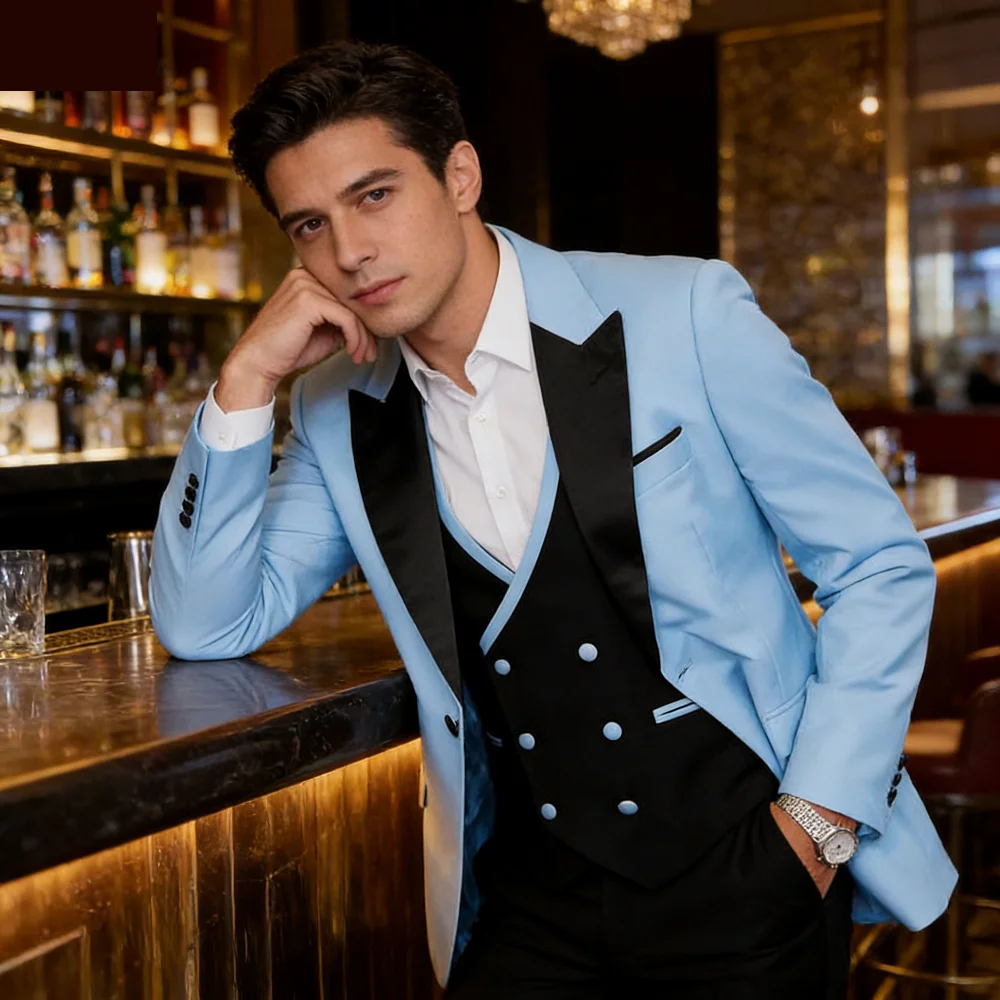 

Королевский синий мужской свадебный костюм-тройка: пиджак, жилет и брюки для жениха и шаферов