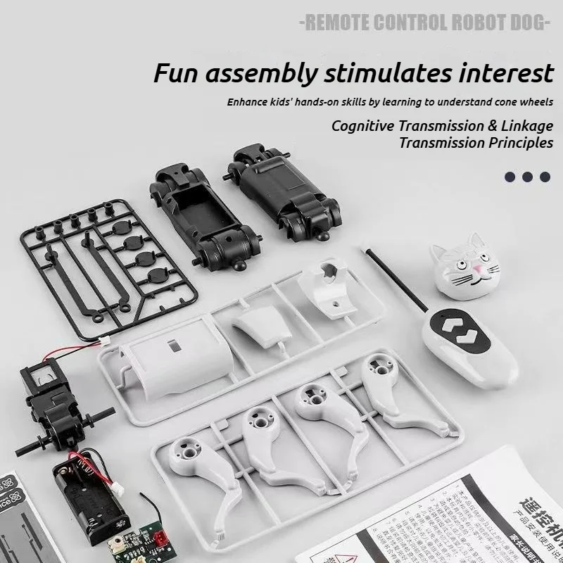 RC Robot Dog Cat Building Blocks STEM Toy DIY Assembly Science Kit with Walking Action Electronic Mechanical Model Gift
