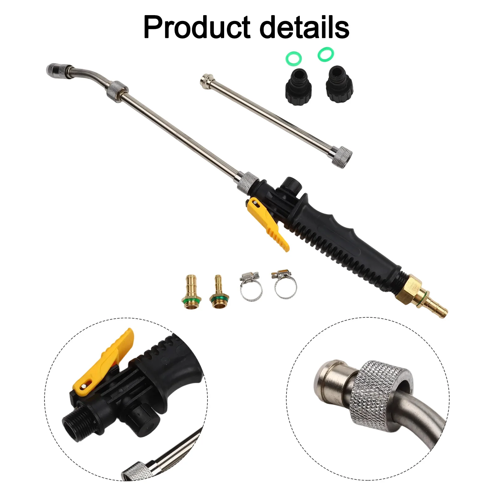 Stainless Steel Adjustable Wand for Gardening Features Misting and Stream Options Includes Two Brass Barbs for Hose Connection
