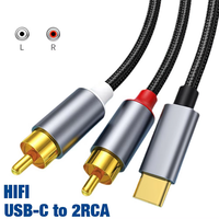 High quality USB Type C to 2 RCA Cable Y Splitter For iPhone 15 Samsung Audio Converter Adapter To Subwoofer PC Amplifier TV Car