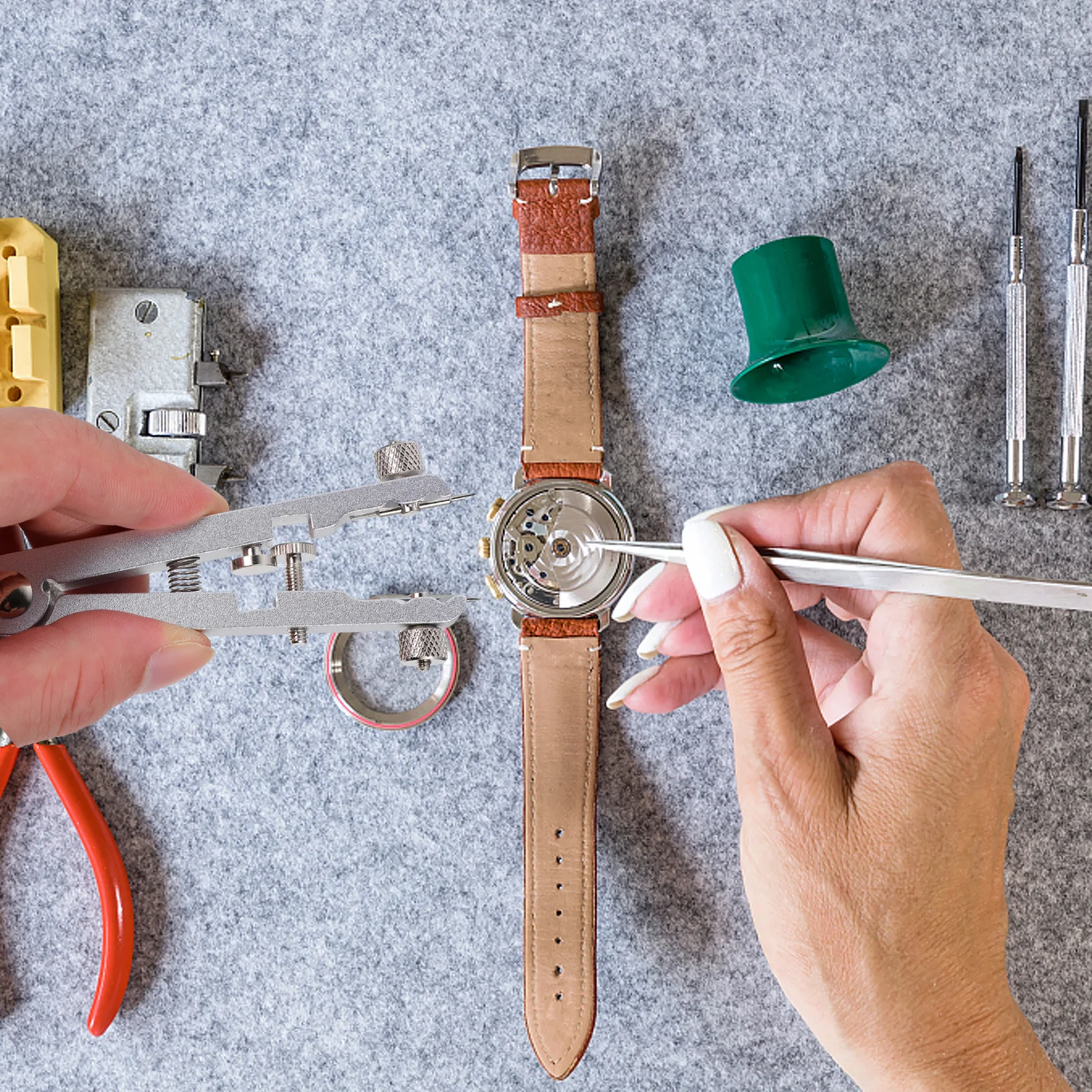 

1Set Watch Bracelet Remover V Type Strap Clamp Long Service Life Spring Bar Tool for Watch Band Pin Adjustment