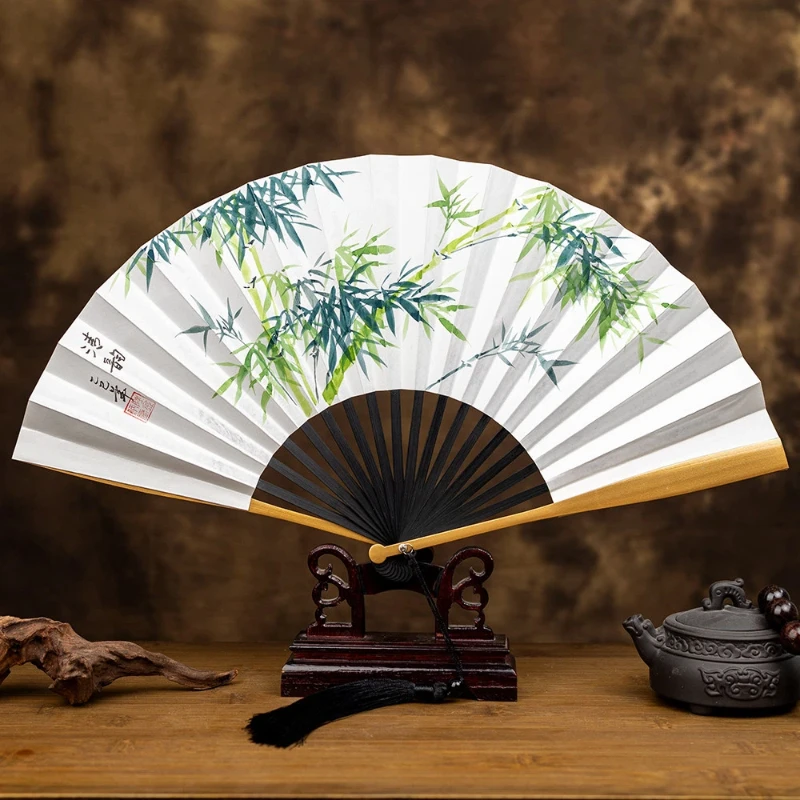 Hand Painted Blank Paper Folding Fan Summer Cooling Daily Fan for Men Women Hanfu Gift Lightweight Portable Chinese Style