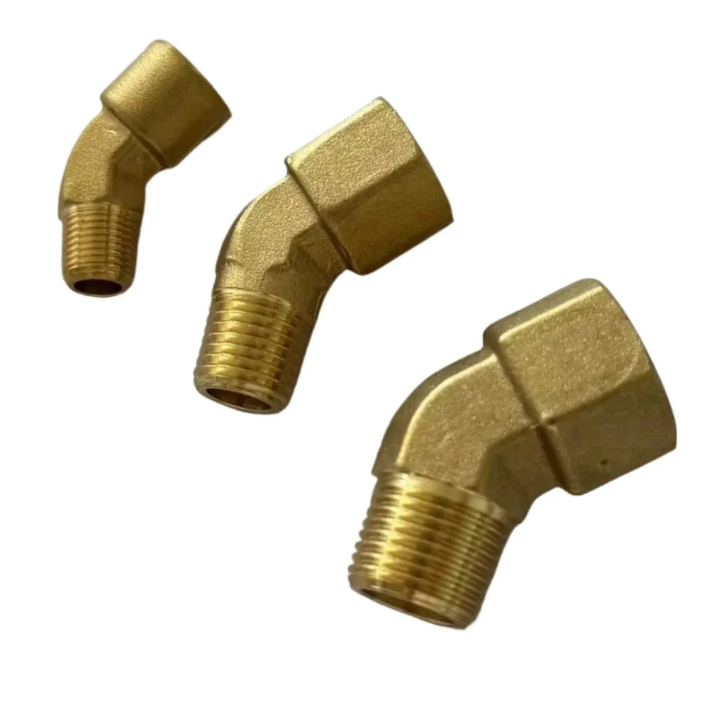 

Round 1/8" 1/4" 3/8" NPT Female To Male 45 Degree Elbow Brass Block Pipe Fitting Coupler Connector Water Gas Fuel