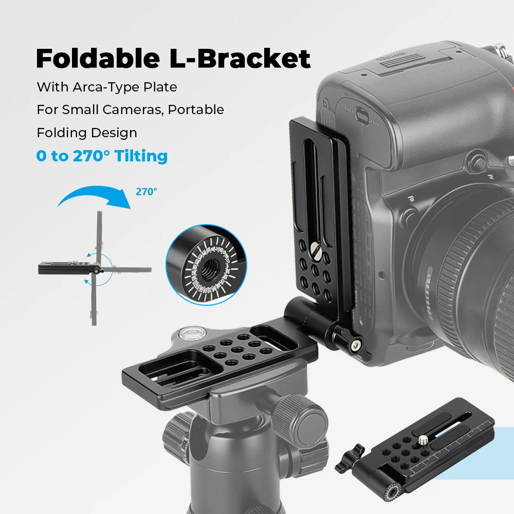 CAMVATE faltbare L-Halterung mit Arca-Typ-Platte, Grundplatte, leichtes DSLR-Kamera-Video-Rig für Käfig-Stativ
