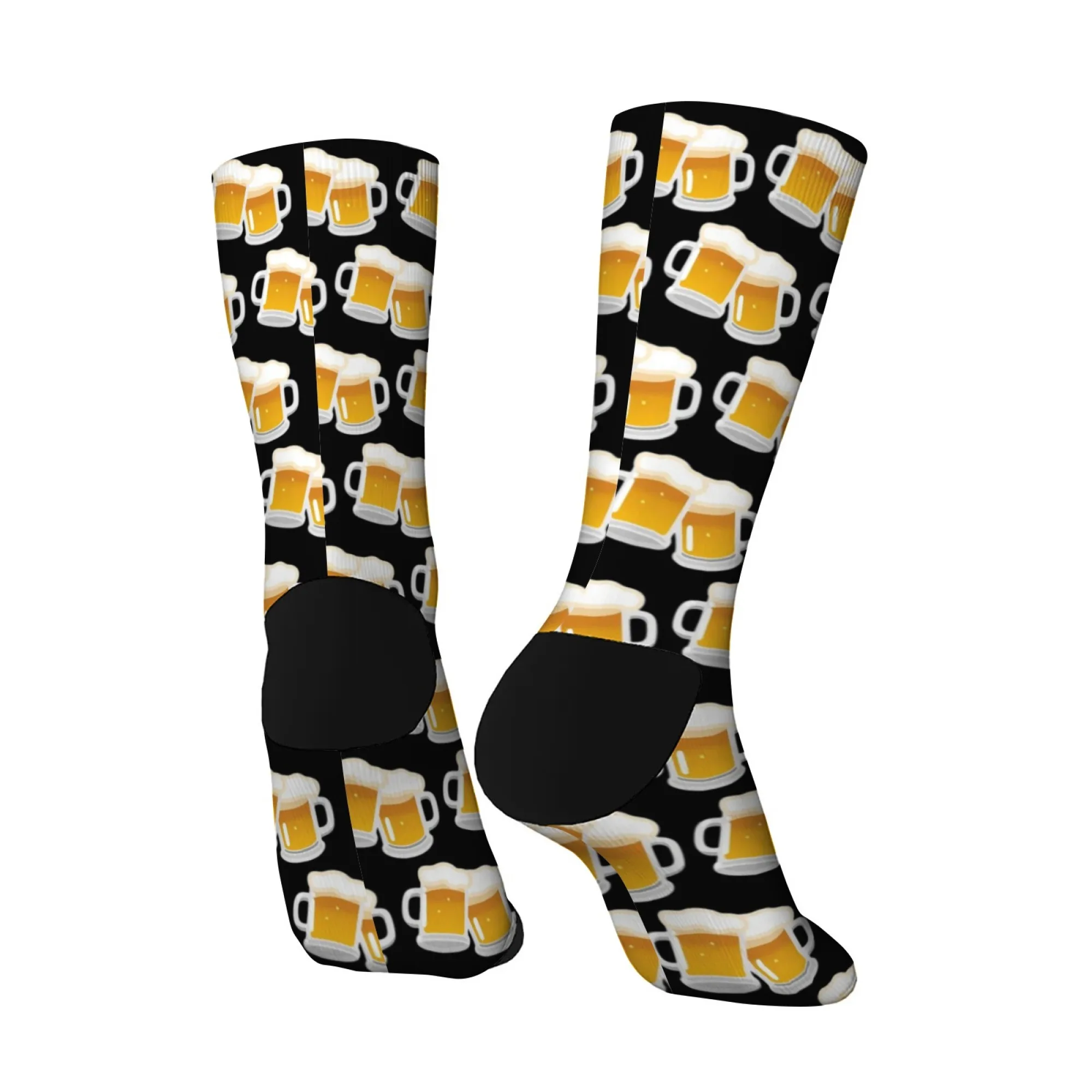1 Pair Men's Fashionable Black Beer Cartoon Crew Socks Soft Warm Breathable Casual & Dress Socks for Parties Casual Attire view 6