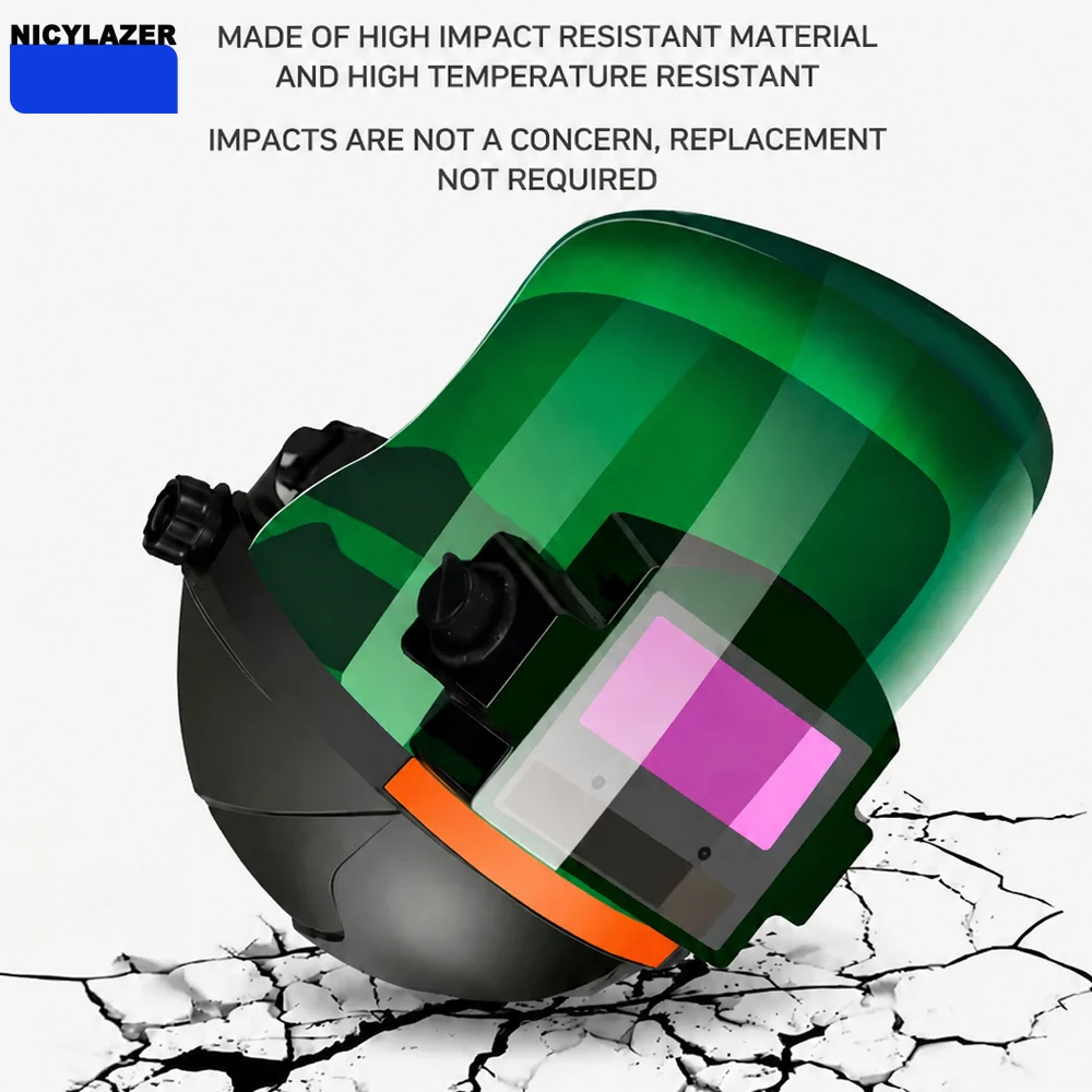 Auto Darkening Laser Welding Helmet 9-13 DIN 110x90mm Wide View Solar Battery Helmet for Fiber Laser Welding