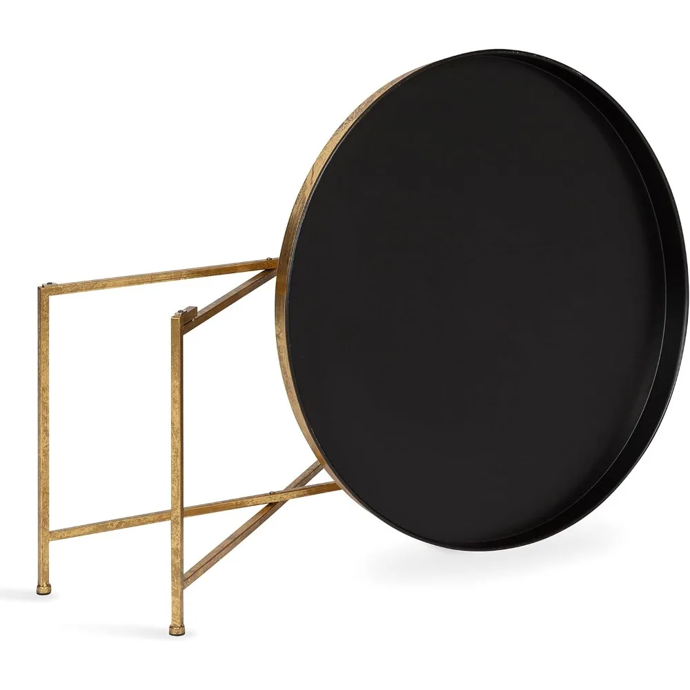 طاولة قهوة مربعة حديثة من كيت آند لوريل سيليا، 28 × 28 × 19، لمسة نهائية باللونين الأسود والذهبي، طاولة قهوة لغرفة المعيشة مع مساحة تخزين #4