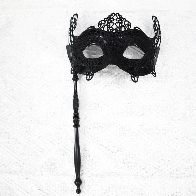 Lace Handheld Stick Mask Venetian Masquerade Masks For Women Mardi Gras Carnival Party Costumes Accessory