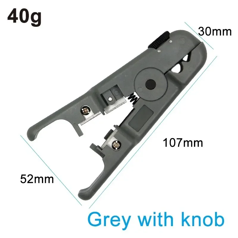 1PC Gray Wire Stripper with Knob Dual Purpose Network Tool for Peeling and Cutting Rotating Manual Stripper Tool Accessories