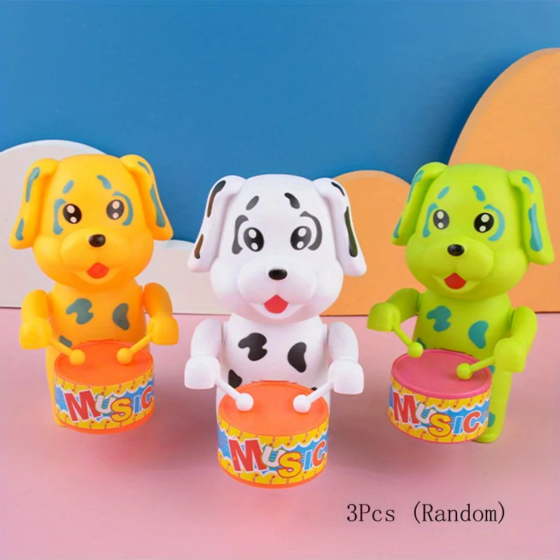 1 SZT. Urocza zabawka nakręcana z motywem królika, psa, słonia, grająca na bębenie, zabawka edukacyjna nakręcana na kluczek, prezent dla dziecka, zabawki nakręcane dla dzieci