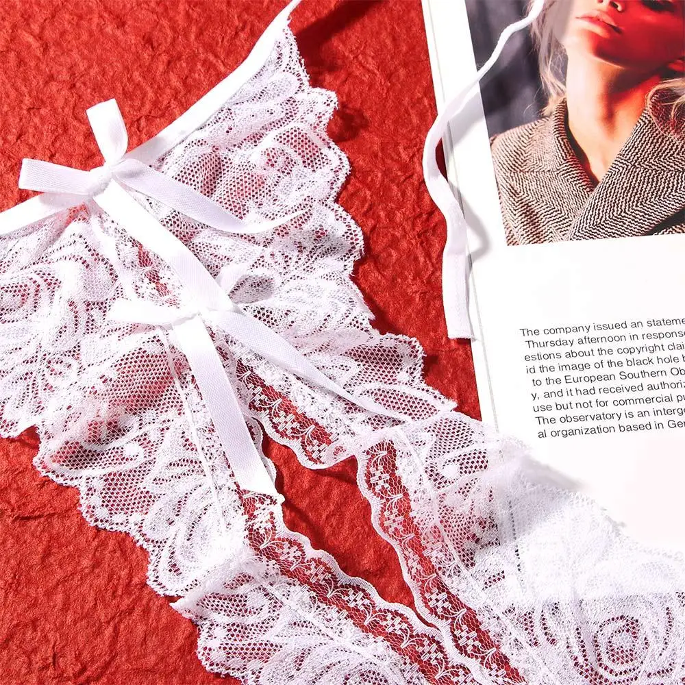 

Дышащее кружевное прозрачное нижнее белье с цветочным принтом, экзотические трусы с завязками по бокам и открытой промежностью, сексуальные женские стринги, трусы, стринги