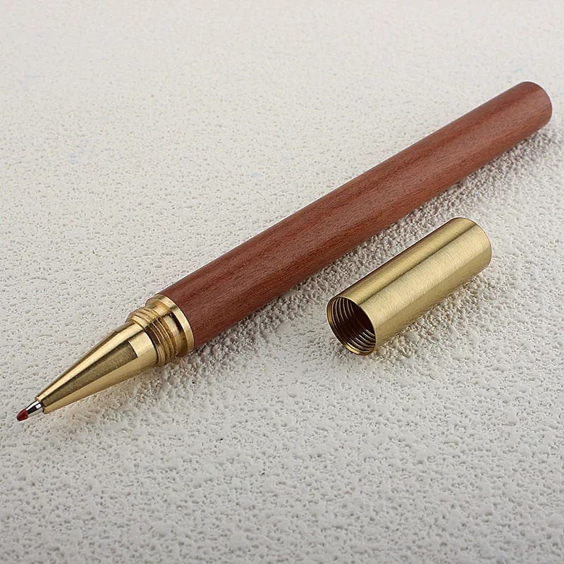 Vintage Wood Body Ballpoint Pen Brass Ball Roller Pen Metal Cap Ball Pen Stationery School Business Gifts Supplies image 4