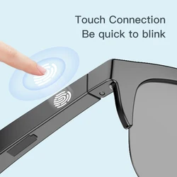 Fone Ouvido-Lunettes de Soleil Polarisées avec Verres Bluetooth pour Homme, Lunette Connectée Stéréo