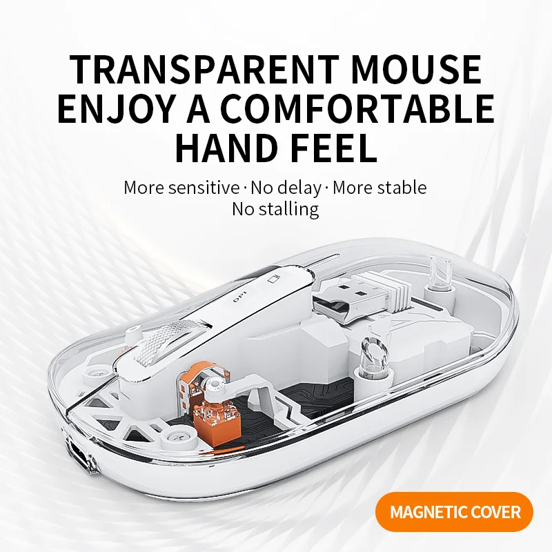 6TA Wireless Tri-Mode Mouse 2.4G+Dual Bluetooth 5.1 RGB Light 2400DPI Silent Click with Power Display Type-C Charging