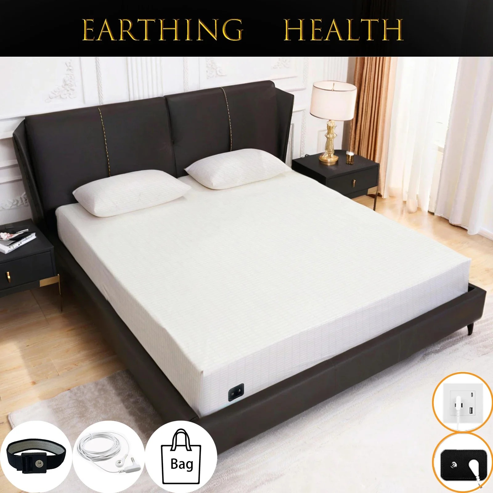 Earthing Fitted Bed Sheets Conductive Silver Fiber Grounded Bedsheet Anti-ESD Radiation Proof Release Electrostatic