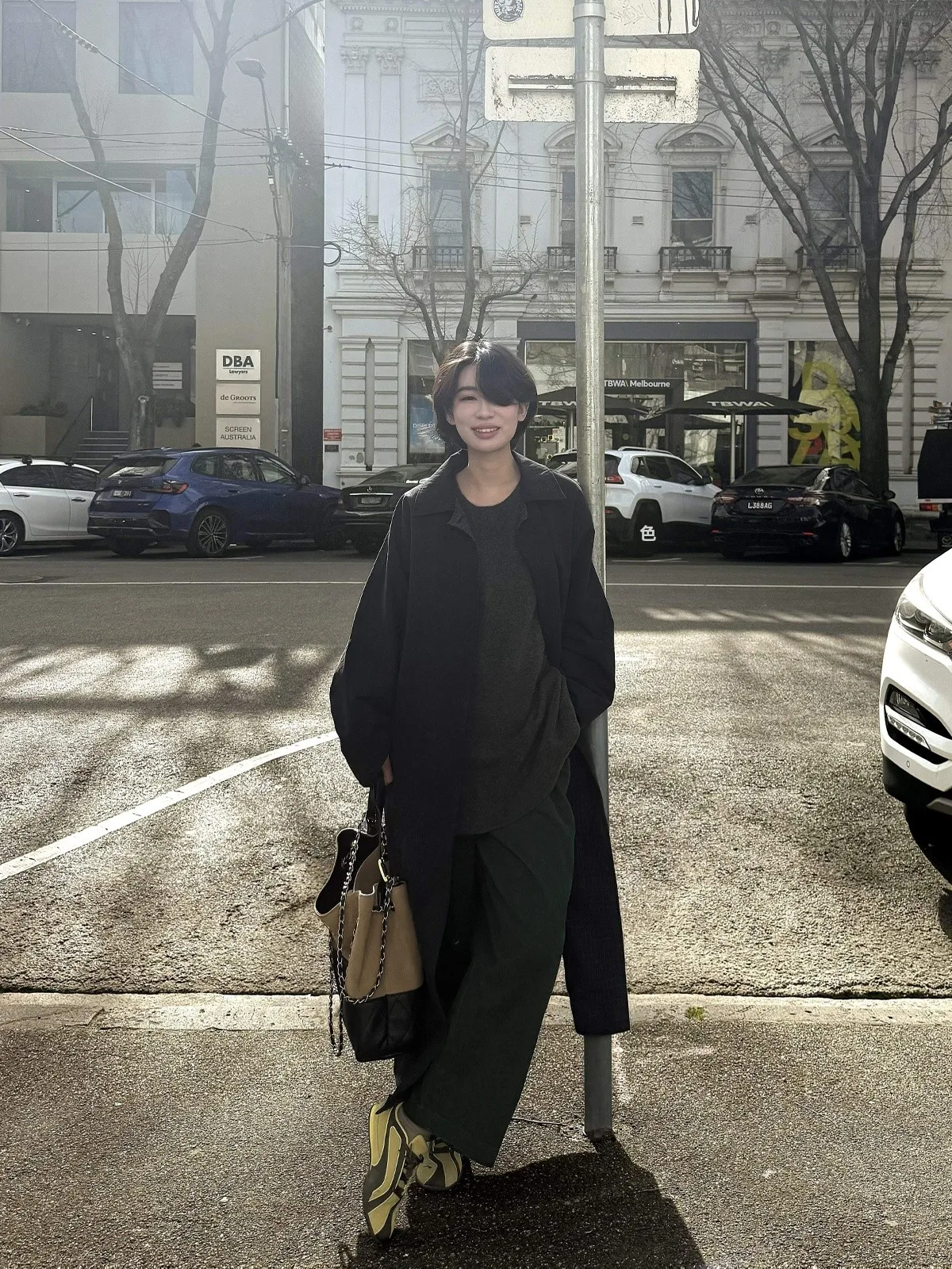 

Call Me Blue Loose Double-Sided Wear Plaid Casual Style Coat Women's Commute Straight Tube Cotton Blend Long Sleeve Coat