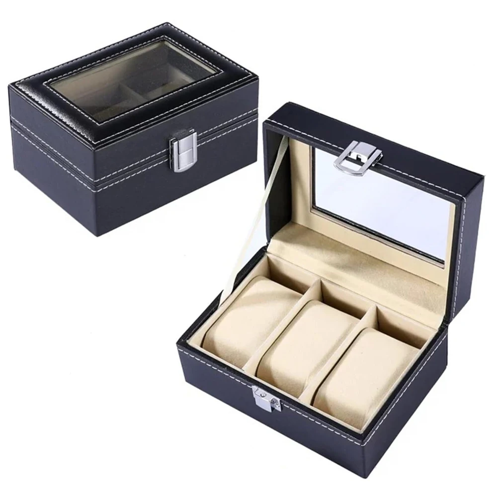 

Watch Storage Box Classics Portable Watch Holder Display PU Leather Retro Style Multifunctional Watch Jewelry Organizers 3 Slots